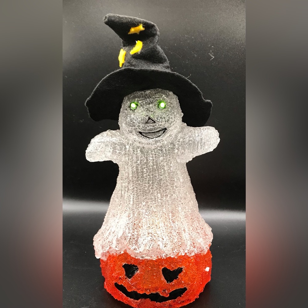 Halloween Ghost Pumpkin Witch Hat Light Up Decoration Figurine